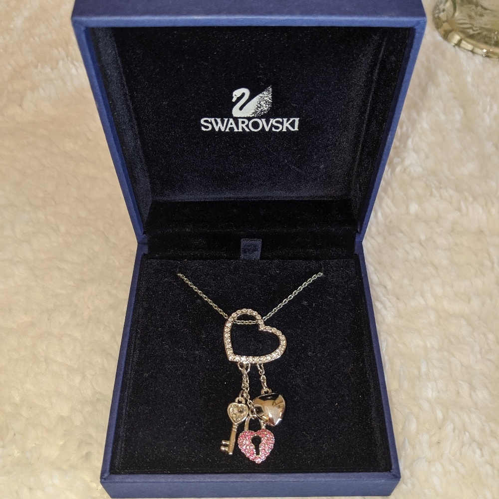 Swarovski Heart Necklace with Pink & Clear Crystal